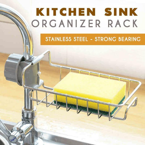 Rustproof Kitchen Sink Organizer Rack – Sponge, Soap & Brush Holder