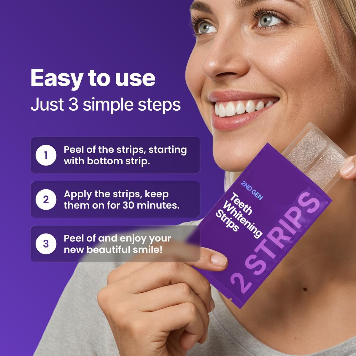Purple Teeth Whitening Strips – Safe, Gentle & Peroxide-Free