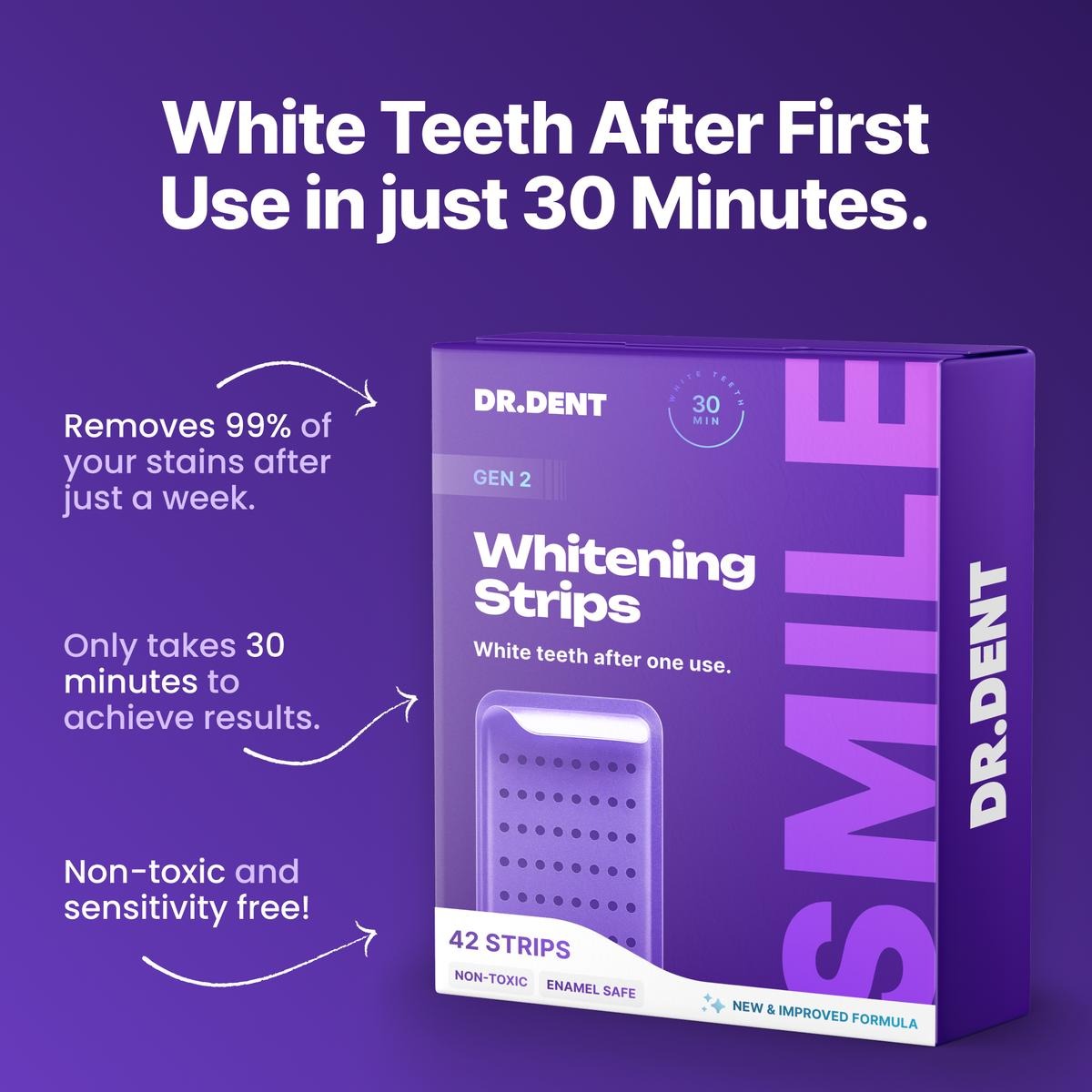 Purple Whitening Strips – Safe, Gentle & Peroxide-Free