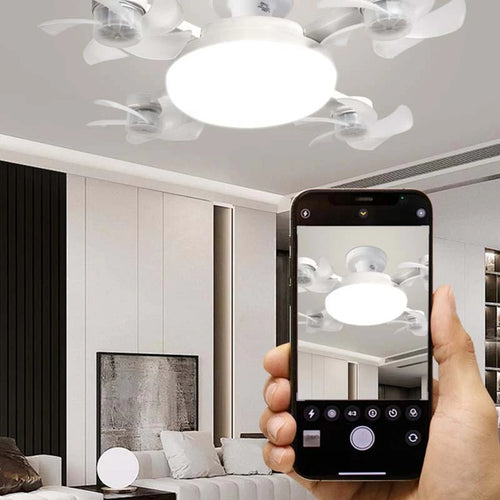 2‐in‐1 Silent LED Fan with Remote Control, Energy‐Saving Cooling & Lighting Combo for Home Bedroom