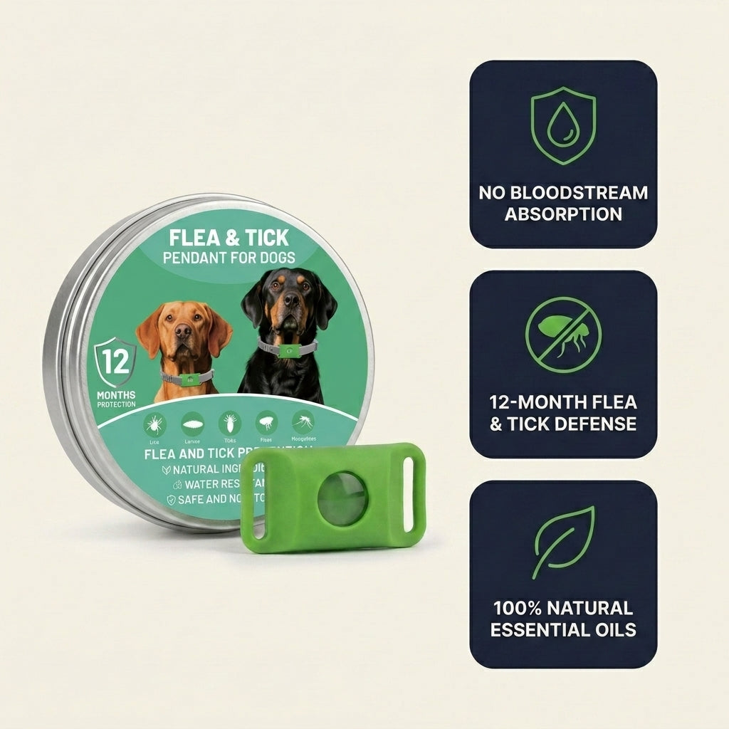 Natural Flea & Tick Prevention Pendant - Chemical-Free Pest Repellent Tag for Dogs and Cats