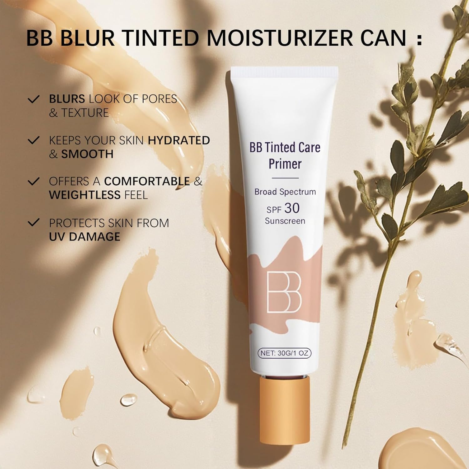 Moisturizing Concealer BB Cream SPF 30 – Hydrating, Lightweight & Natural Coverage